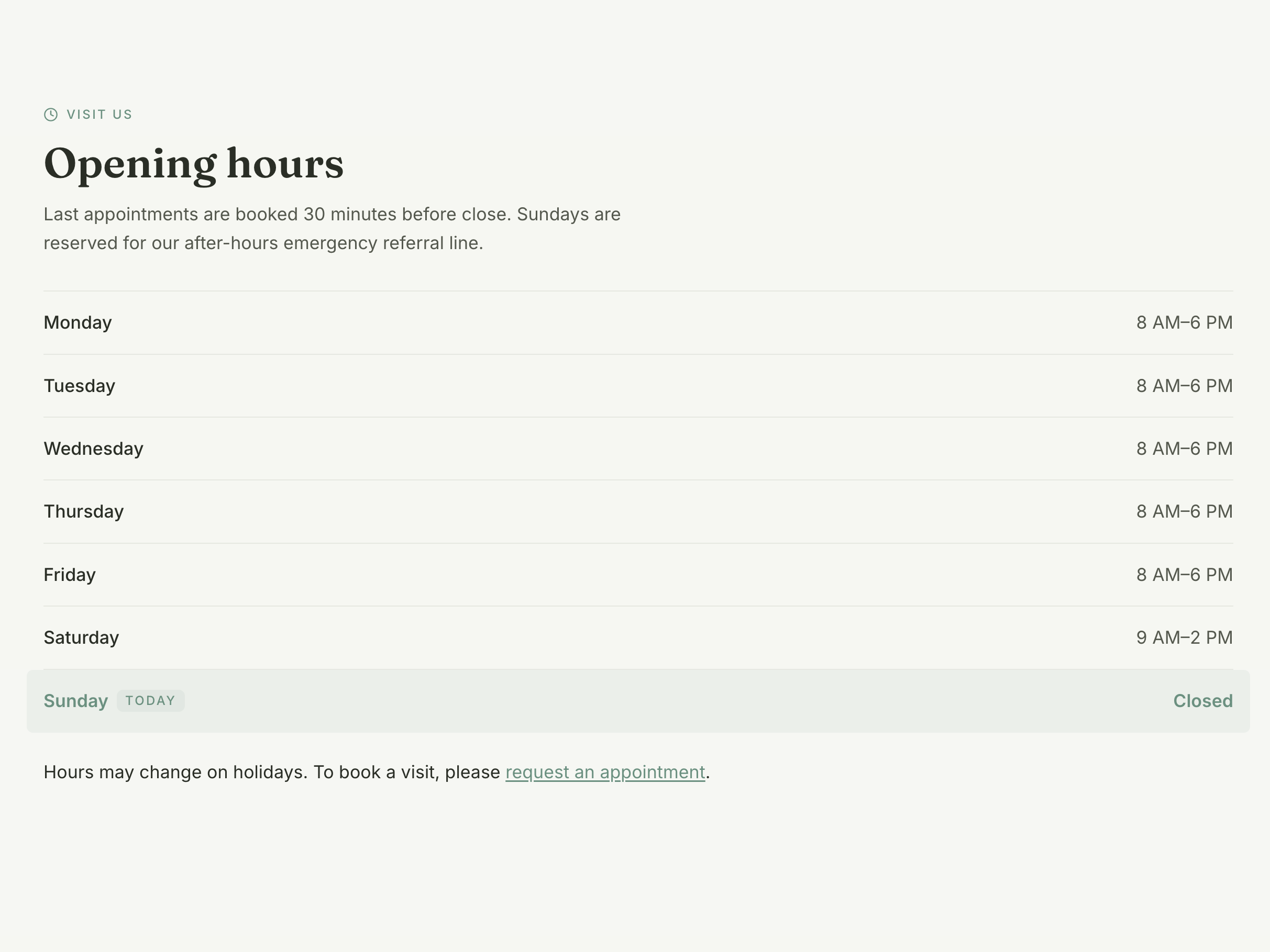 Services, Hours and Appointments Your Team Controls