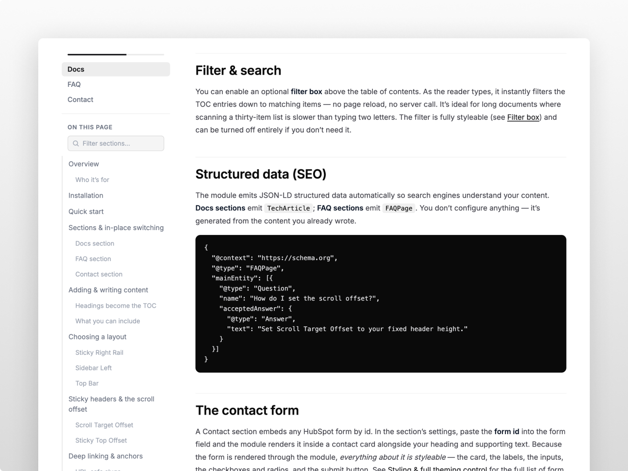 Docs & Table of Contents Pro Module by Studio Nope