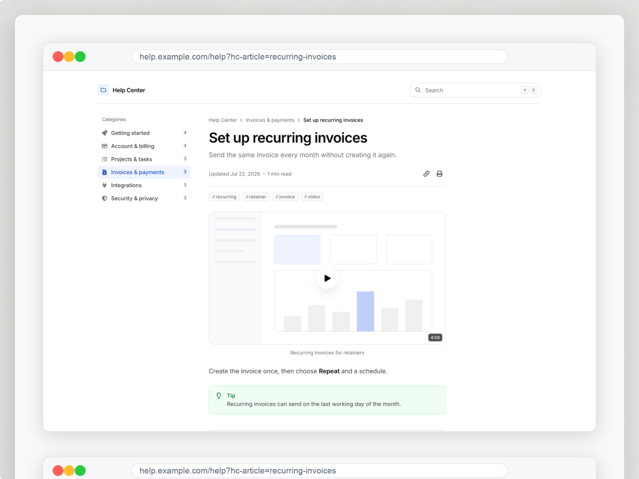 A link for every article, and data on every search