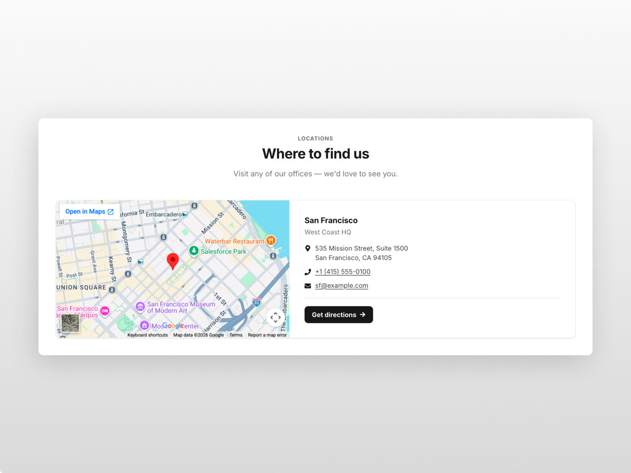 A map on every card — no API key
