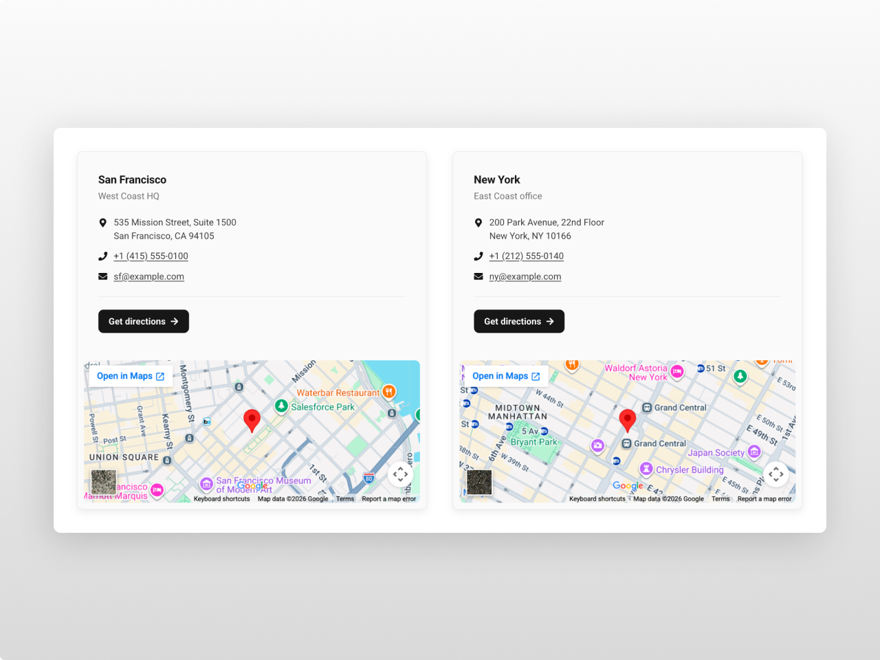 Real contact details + a button