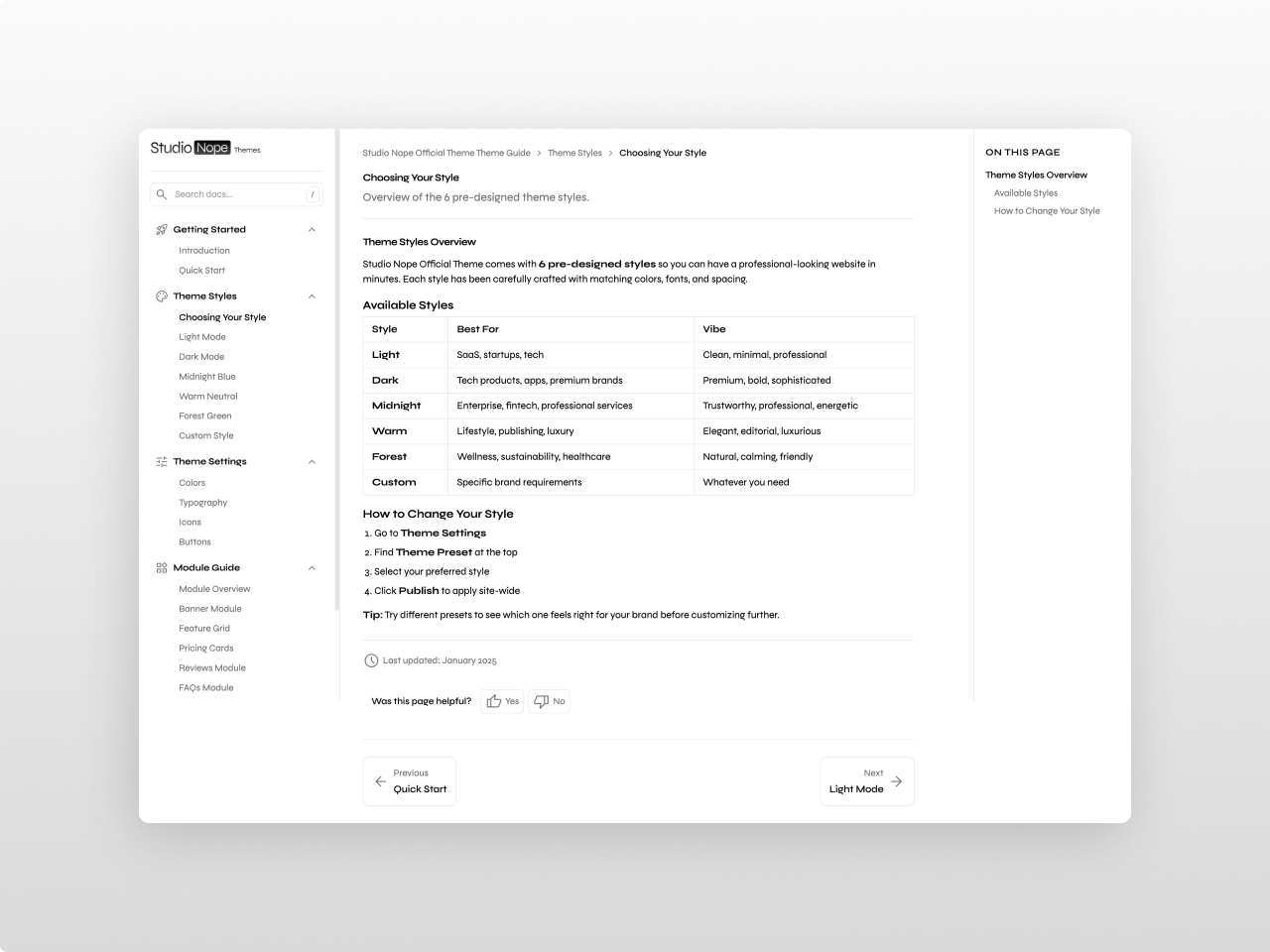 Full Documentation Template