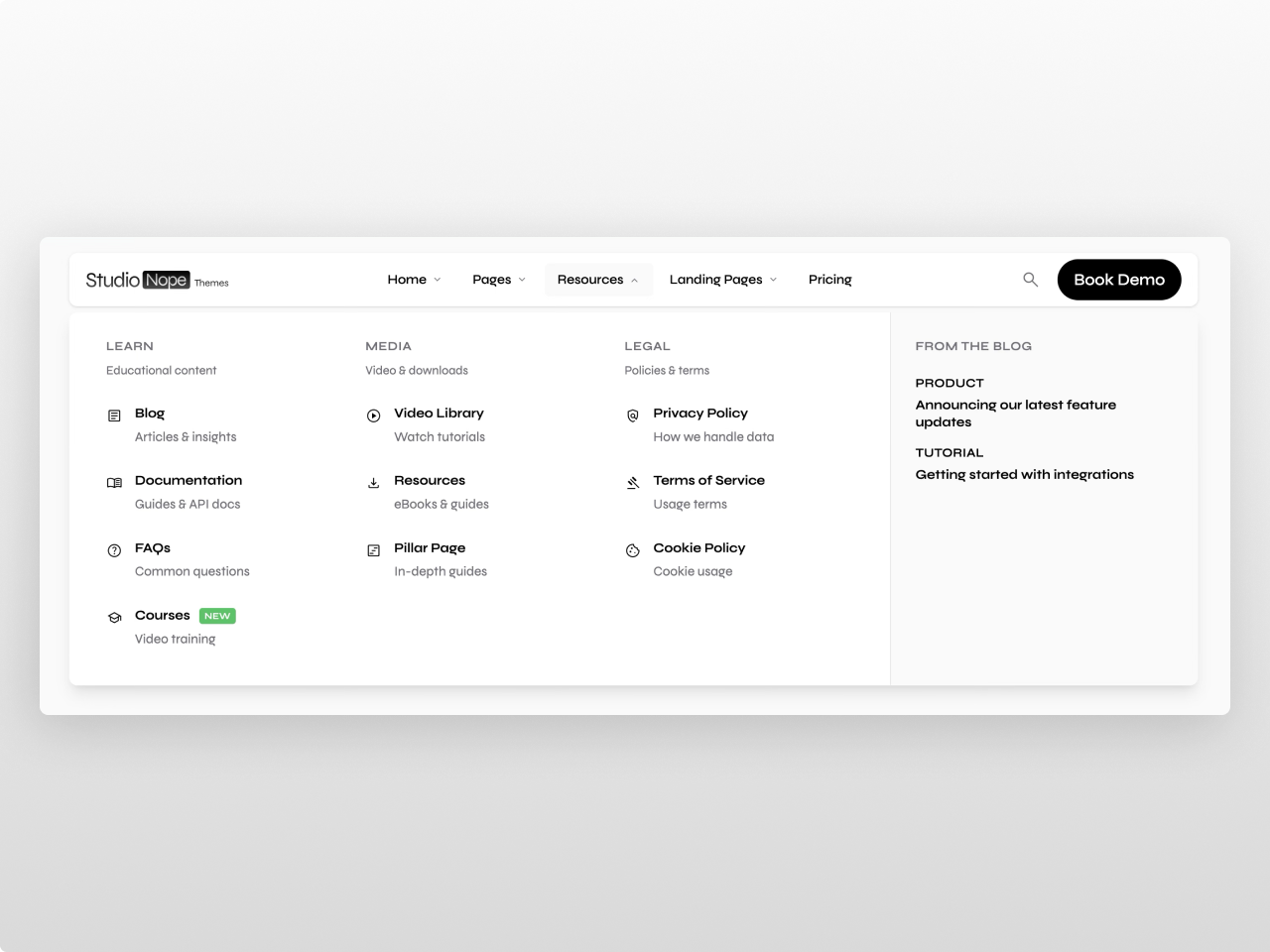 Submenu with highlight column