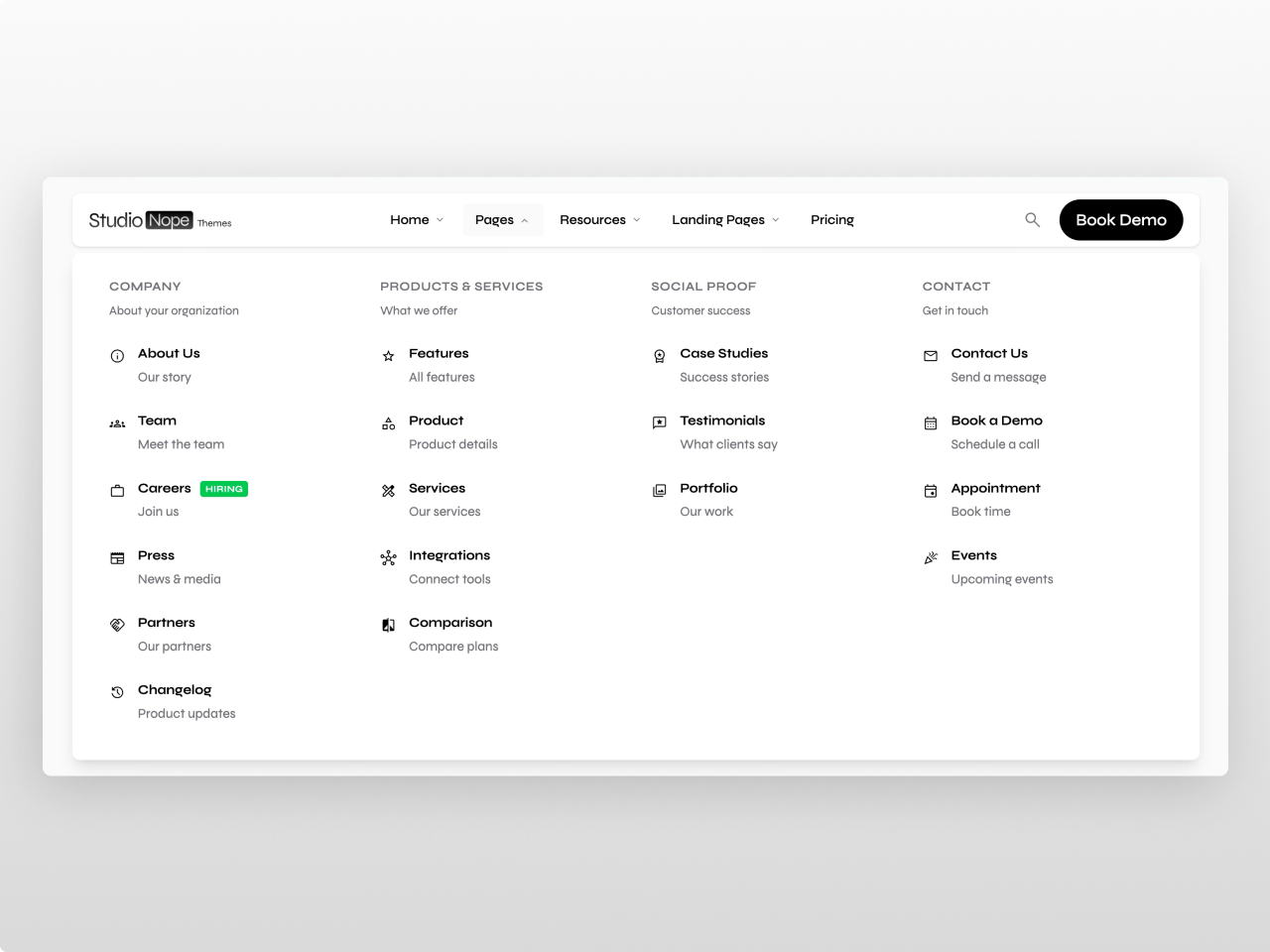 Morphing Mega Menu Panels