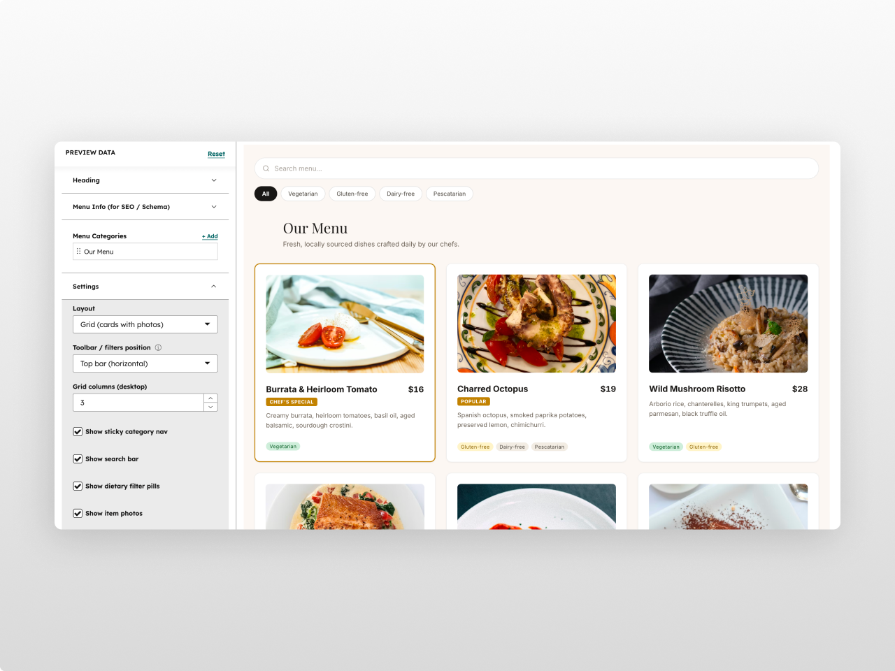 Schema.org Menu JSON-LD