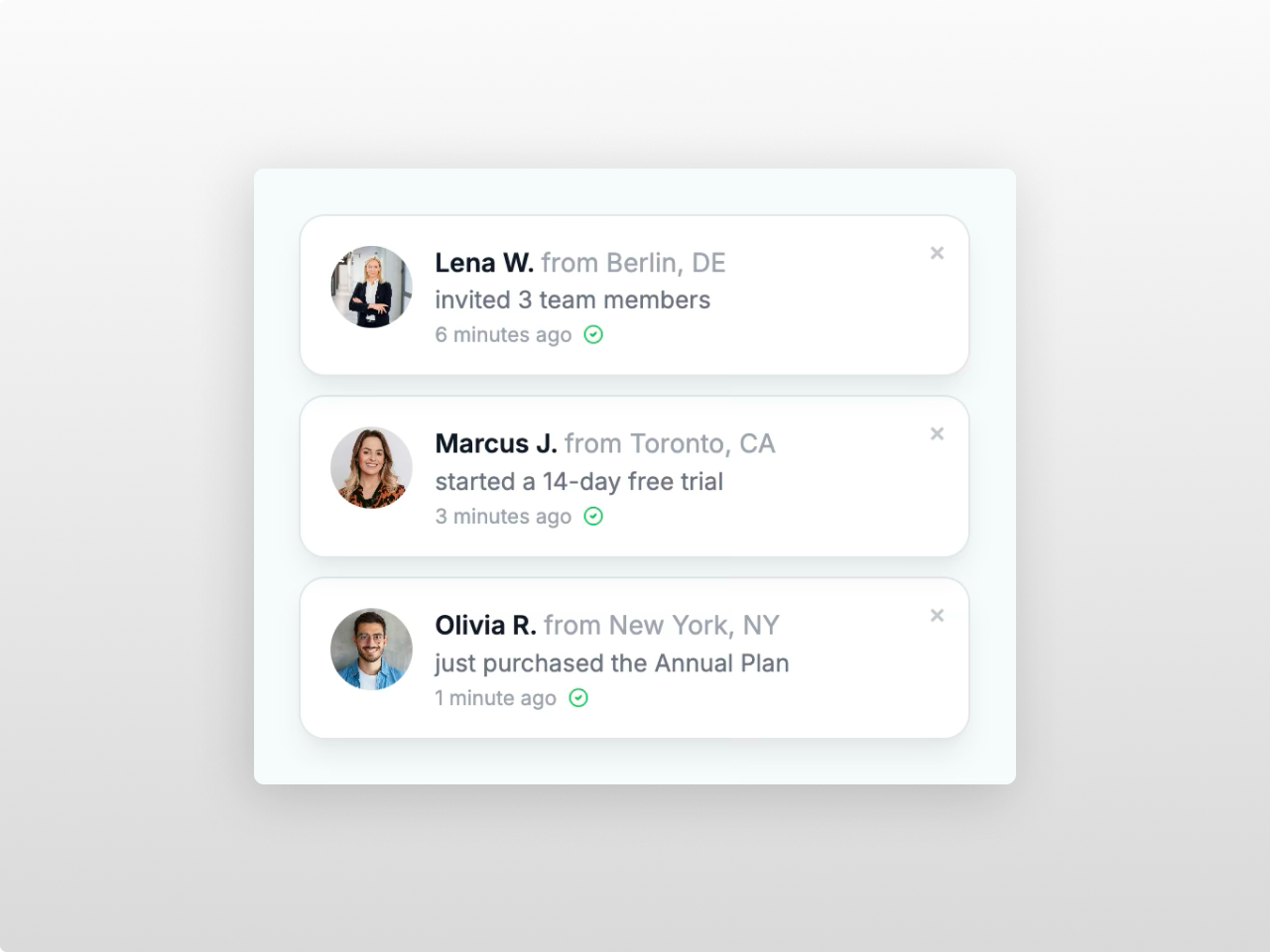 Live Notification Popups