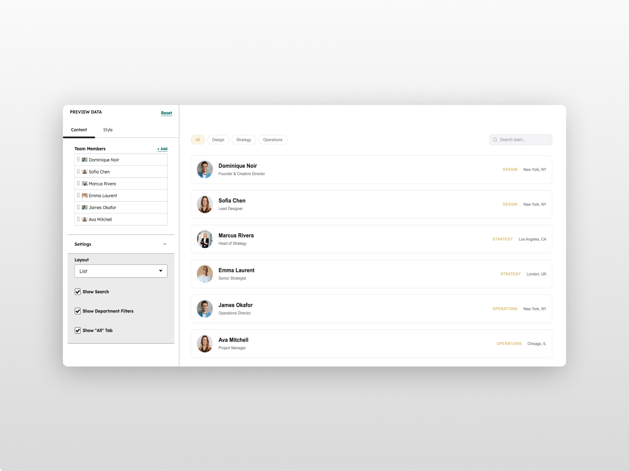Grid, List, and Modal Layouts